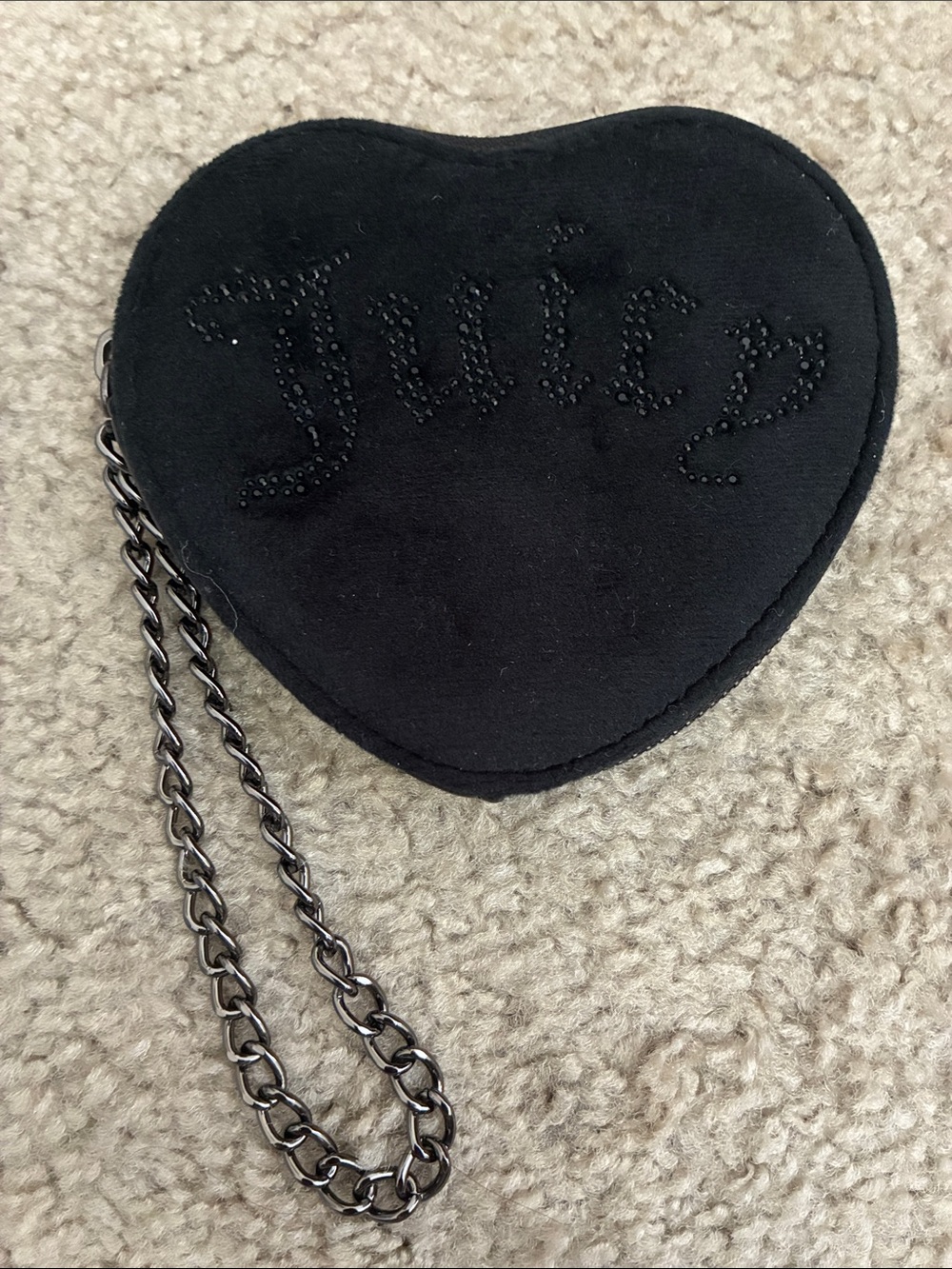 Juicy Couture Black Heart Wristlet with Studded Logo